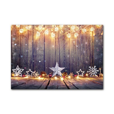 Image sur verre Tableau Décorations de Noël Lumières étoiles
