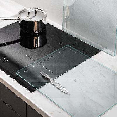 Protège plaque de cuisson double en verre transparente