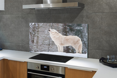 Crédences de cuisine en verre Loup forêt d'hiver