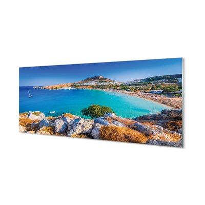 Crédences de cuisine en verre Panorama de plage de la côte grèce
