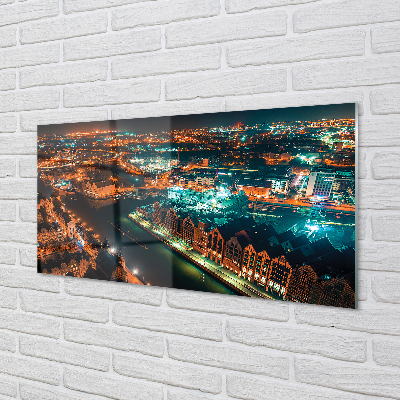Crédences de cuisine en verre Panorama de nuit gdańsk rivière