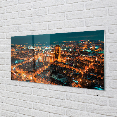 Crédences de cuisine en verre Panorama de nuit de l'église gdańsk