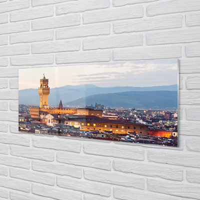 Crédences de cuisine en verre Panorama coucher du soleil château italie