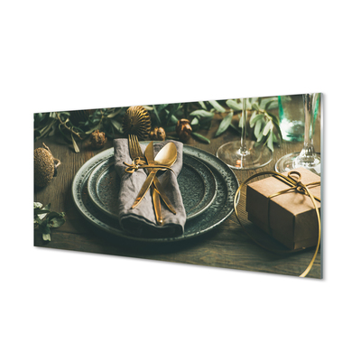 Crédences de cuisine en verre Couverts de plaques baubles cadeaux