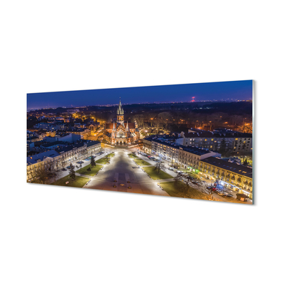 Crédences de cuisine en verre Panorama de nuit de l'église de cracovie