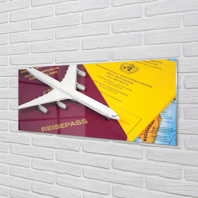 Crédences de cuisine en verre Carte du passeport avion