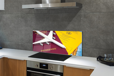 Crédences de cuisine en verre Carte du passeport avion