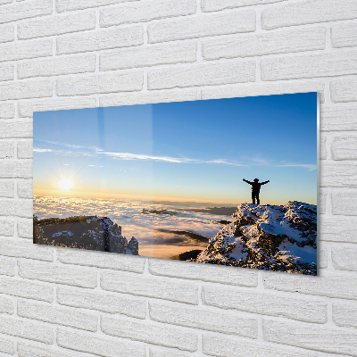 Crédences de cuisine en verre Montagne nuages ​​homme est