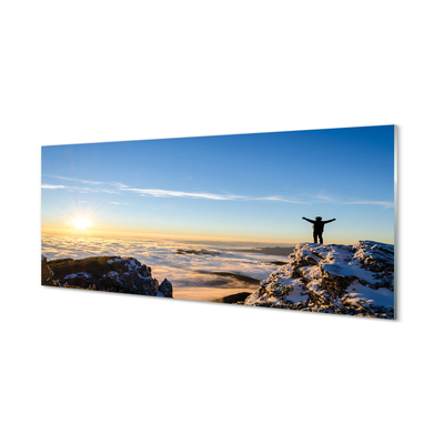 Crédences de cuisine en verre Montagne nuages ​​homme est