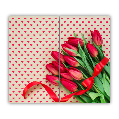 Protège Plaque en verre Coeur de tulipes