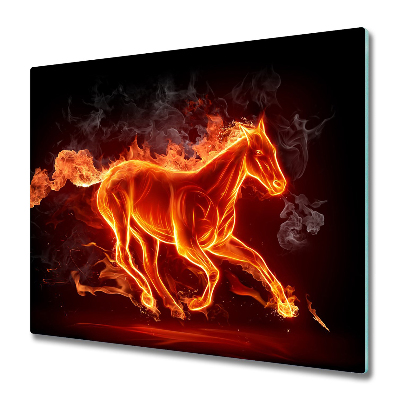 Protège Plaque en verre Cheval en flammes