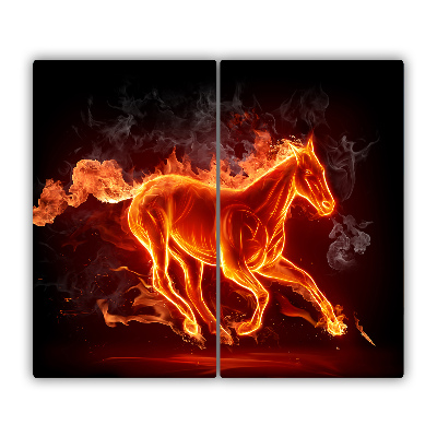 Protège Plaque en verre Cheval en flammes