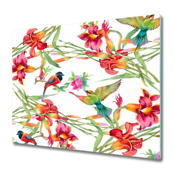 Protège Plaque en verre Oiseaux exotiques
