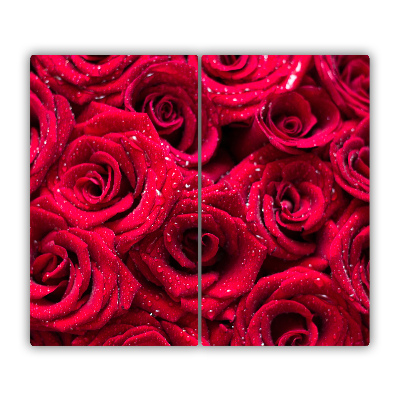 Protège Plaque en verre Gouttes sur roses