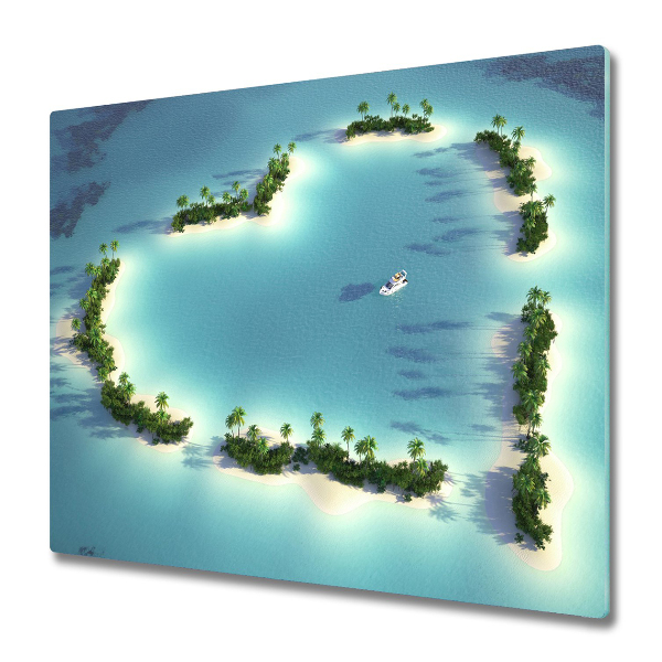 Protège Plaque en verre Forme de coeur d'île