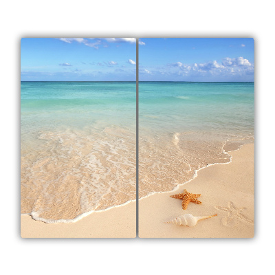 Protège Plaque en verre Etoile de mer sur la plage