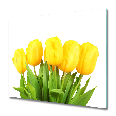 Protège Plaque en verre Tulipes jaunes