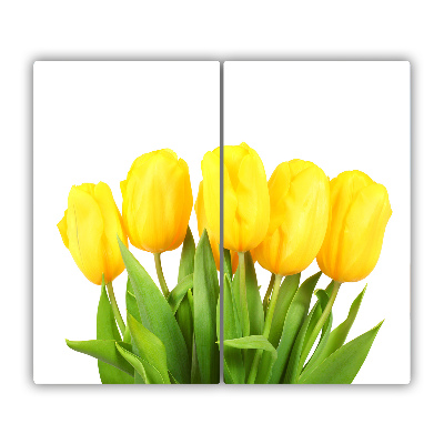 Protège Plaque en verre Tulipes jaunes