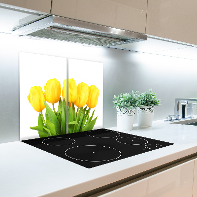 Protège Plaque en verre Tulipes jaunes