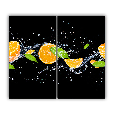 Protège Plaque en verre Oranges et eau