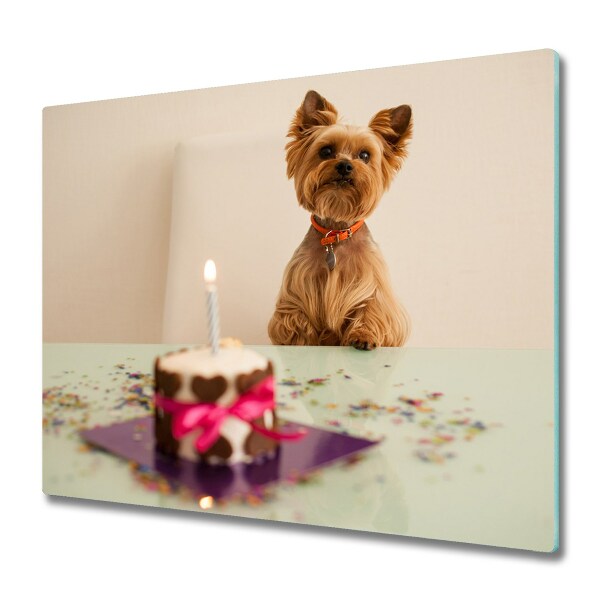 Protège plaque de cuisson Chien avec gâteau