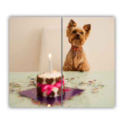 Protège plaque de cuisson Chien avec gâteau