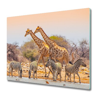 Protège plaque de cuisson Girafes et zèbres
