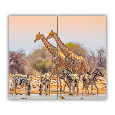 Protège plaque de cuisson Girafes et zèbres