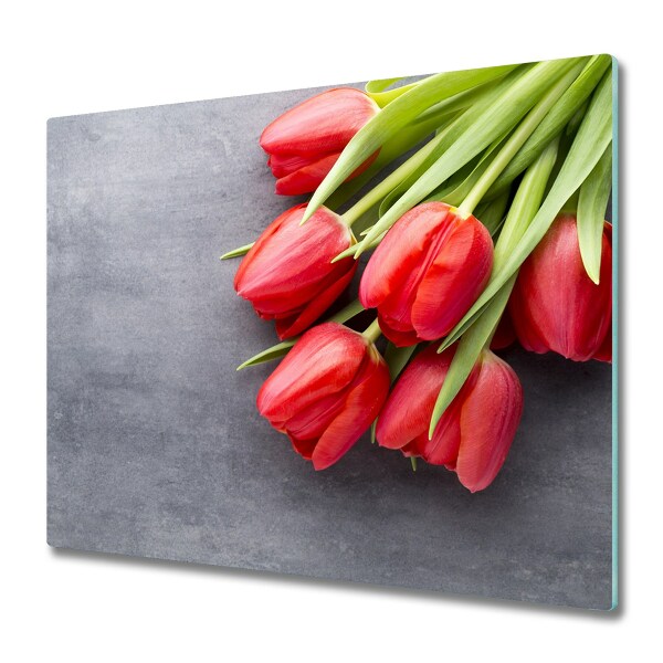 Protège plaque de cuisson Tulipes rouges