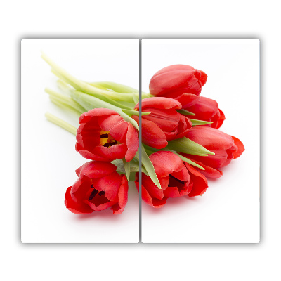 Protège plaque de cuisson Tulipes rouges