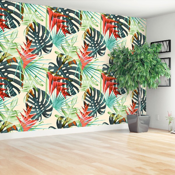 Papier peint decoratif Feuilles tropicales