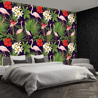 Papier peint decoratif Plantes flamingos