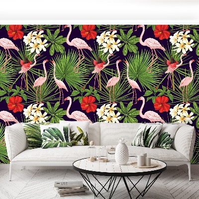 Papier peint decoratif Plantes flamingos