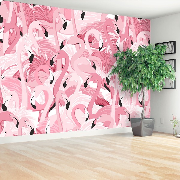 Papier peint decoratif Flamants roses