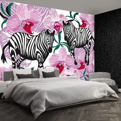 Papier peint decoratif Fleur d'orchidée zebra