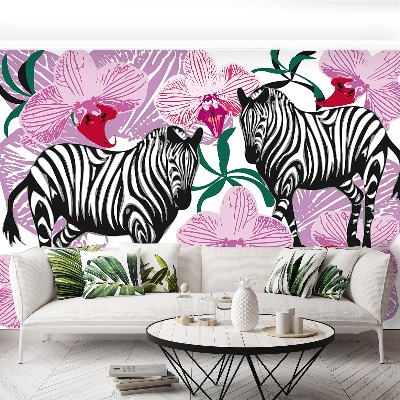 Papier peint decoratif Fleur d'orchidée zebra