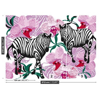 Papier peint decoratif Fleur d'orchidée zebra