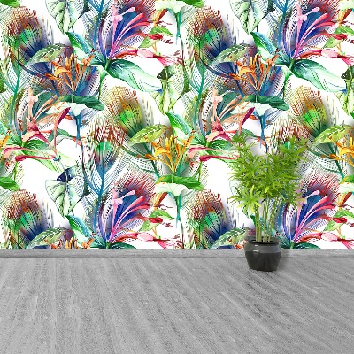 Papier peint decoratif Fleurs tropicales