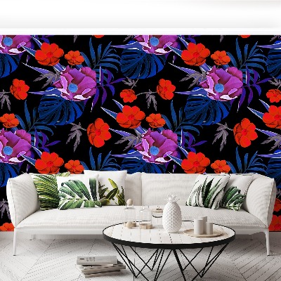 Papier peint decoratif Fleurs tropicales