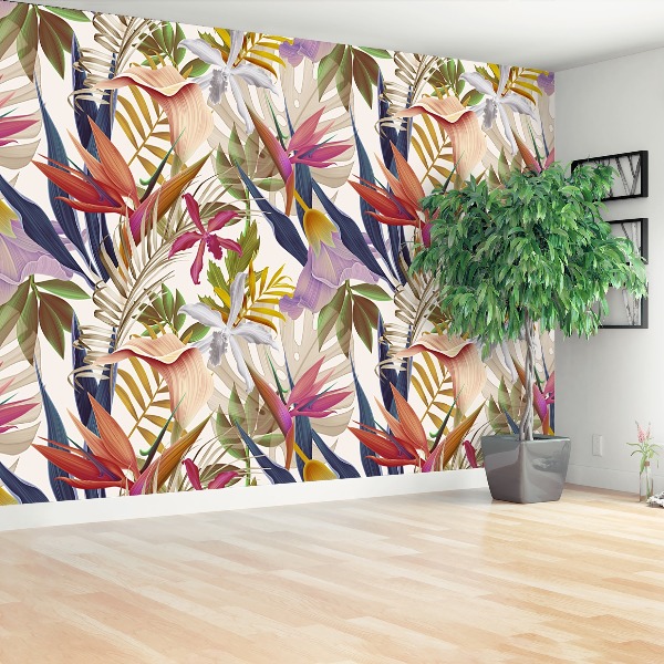 Papier peint decoratif Fleurs tropicales