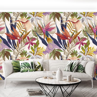 Papier peint decoratif Fleurs tropicales