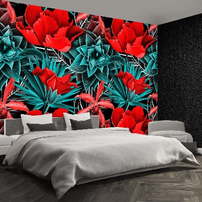 Papier peint decoratif Fleurs tropicales