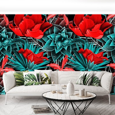 Papier peint decoratif Fleurs tropicales