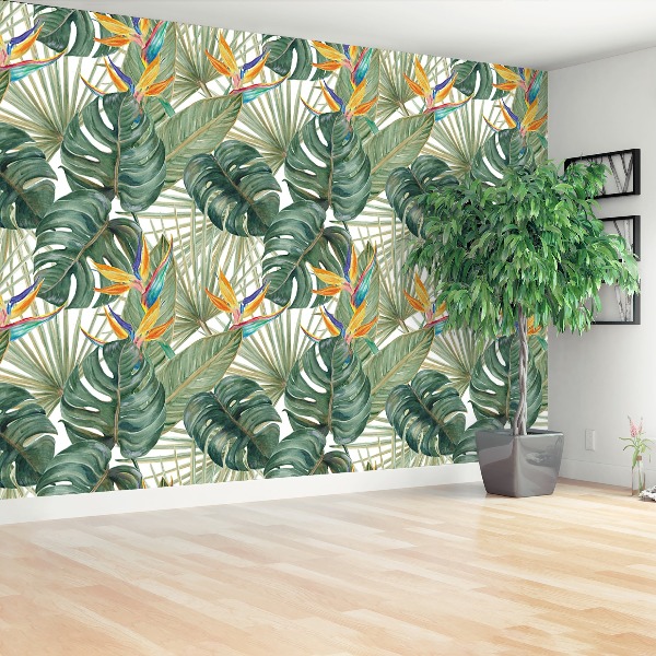 1 Set de Décoration murale tropicale imperméable, Stickers muraux de Plantes  vertes