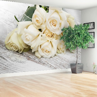 Papier peint decoratif Roses blanches
