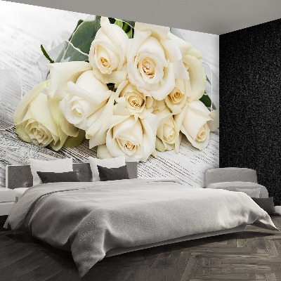 Papier peint decoratif Roses blanches