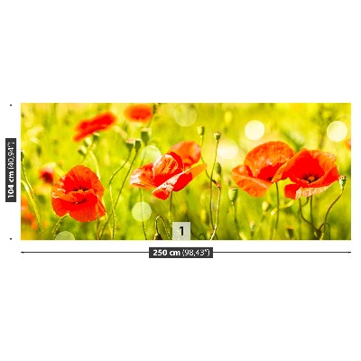 Papier peint decoratif Coquelicots prairie