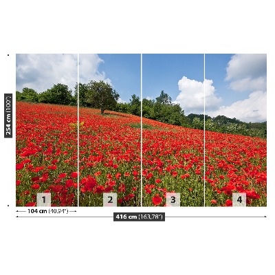 Papier peint decoratif Champ de coquelicots