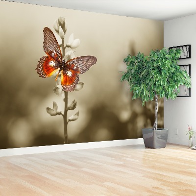 Papier peint decoratif Fleurs papillon