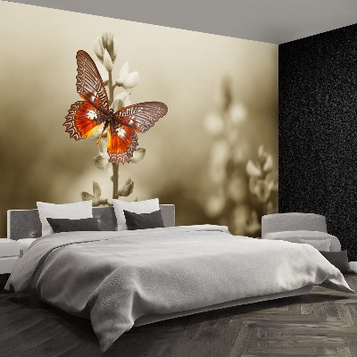 Papier peint decoratif Fleurs papillon